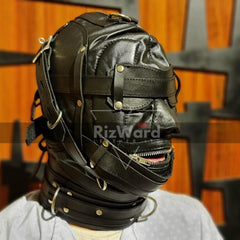 100% Genuine Leather Bondage Hood - Rizwards Leather