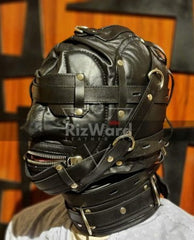 100% Genuine Leather Bondage Hood - Rizwards Leather