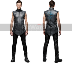 Sleeveless Rave Leather Viking Tunic with Pants - Ren Fair Medieval Leather Vest - Renaissance Vest for Cosplay Costume - Viking Shirt