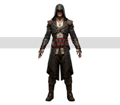 Handmade Leather Pirate Creed Hooded Coat - Gothic Medieval OverCoat - Anime Cosplay Long Coat - Steampunk Leather Assassin Coat For Cosplay