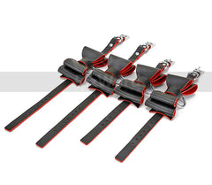 Luxury Black & Red Leather Restraint Kit - Fetish Adult Restraints Set with Cuffs & Chains