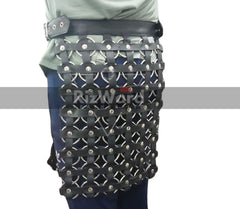 Mens Black Leather Gladiator Kilt - Handcrafted Roman Kilt