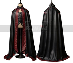 Red and Black Leather Vampire Cloak with Vest - Wizard - Fantasy - Gothic - Long Cloak