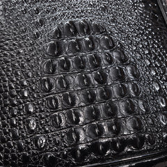 Crocodile Embossed Leather Backpack Unisex - Multi-Pocket Laptop Backpack