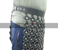 Mens Black Leather Gladiator Kilt - Handcrafted Roman Kilt