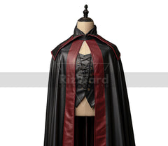 Red and Black Leather Vampire Cloak with Vest - Wizard - Fantasy - Gothic - Long Cloak