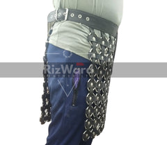 Mens Black Leather Gladiator Kilt - Handcrafted Roman Kilt