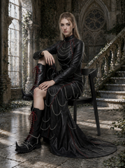 Gothic Leather Boots for Women, Black Chain Combat Boots, Cyberpunk Witch Boots, Medieval Fantasy Punk Platform Boots