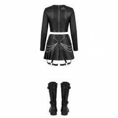 black gothic leather skirt outfit women