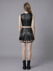 gothic mini skirt leather outfit women