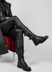 Men’s Gothic Leather Trench Coat | Long Black Leather Trench Coat Men | Cyberpunk Vest & Leather Pants | Vampire Outfit with Boots
