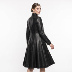 Leather Coat Dress Women | Black Leather Dress | Midi Dress | Gothic Princess Style | Victorian Dress | Renaissance Dress | Womens Dresses