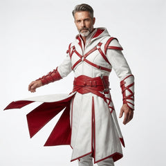 Fantasy warrior leather coat with hood