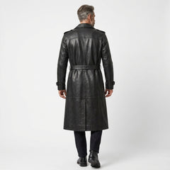 Mens Leather Trench Coat Black | Long Black Leather Trench Coat Men | Winter Coat | Gothic Matrix Trench Coat | Gift for Him