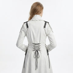 Women White Gothic Victorian Tailcoat | Princess Coat Dress | Snow White Dress | Steampunk Costume | White Coat Ceremony Gifts