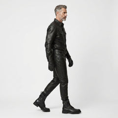 Mens Black Leather Shirt and Pants Set | Gothic Shirt | Cyberpunk Pants | Mens Leather Outfit | Premium Leather Clothing