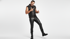 Men’s Black PU Leather Vest with Red Zips & Spiked Collar – Bold Edge Design