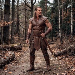 Men's Viking Warrior Costume | Genuine Leather Medieval Armor | LARP Renaissance Wear