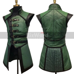 Medieval Viking Leather Gambeson Ren Faire Leather Vest with Buckle Straps Renaissance Vest for Fantasy Cosplay Costume Medieval Jerkin