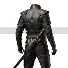 Handmade Black Leather Swordsman Armour - LARP Cosplay Samurai Armor - Medieval Knight Armour for Cosplay Costume - Leather Combat Suit