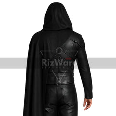 Gothic Leather Hooded Half Cape with Armour Shirt - Punk Rave Gothic Cloak Costume For Cosplay - Leather Medieval Cloak - LARP Costumes