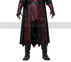 Dark Fantasy Leather Vampire Costume Set - Custom Leather Vampire Cloak - Hooded Gothic Dracula Cloak Halloween Costume For Cosplay