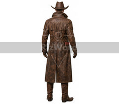 Handmade Halloween Cowboy Costume - Gothic Leather Trench Coat - Western Cowboy Outlaw Costume - Fringed Long Coat - Ghoul Halloween Cosplay