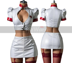 White Leather Nurse Roleplay Costume - Sexy Nurse Costume - Playful and Seductive Nurse Outfit - Naughty Nurse Costume Adult Couple Play