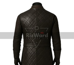 NIGHT WATCH Quilted Leather Tunic Renaissance Vest for Fantasy Cosplay Costume Medieval Jerkin Ren Faire Leather Vest with Buckle Straps