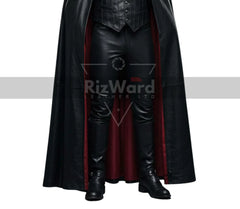Regal Vampire Leather Cloak - Gothic Victorian Halloween Costume - Dracula Themed Cloak for Cosplay - Medieval Vampire Cape with Vest