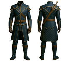 Midnight Blue Leather Medieval Armour - Viking LARP Cosplay Armor - Geralt Leather Knight Armor - Witcher Warrior Armor Costume for Cosplay