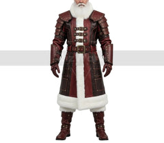 Handmade Sentinel Leather Santa Coat - Gothic Santa Coat Cosplay Costume - Santa Claus Holiday Christmas Costumes - Leather Trench Coat