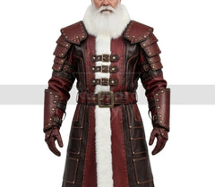 Handmade Sentinel Leather Santa Coat - Gothic Santa Coat Cosplay Costume - Santa Claus Holiday Christmas Costumes - Leather Trench Coat