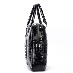 Crocodile Pattern PU Leather Laptop Bag -Business Briefcase with Shoulder Strap - Large Capacity Work Messenger Bag - Office & Travel Bag