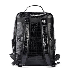 Unisex Crocodile Pattern PU Leather Backpack - Large Capacity Laptop Backpack with Front Pocket - Office Travel Work & Business Bag