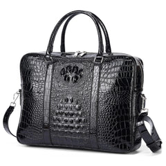 Crocodile Pattern PU Leather Laptop Bag -Business Briefcase with Shoulder Strap - Large Capacity Work Messenger Bag - Office & Travel Bag
