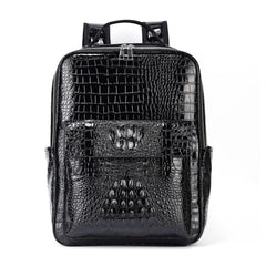 Unisex Crocodile Pattern PU Leather Backpack - Large Capacity Laptop Backpack with Front Pocket - Office Travel Work & Business Bag