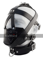 Black 100% Genuine Leather Total Lockdown Head Harness With Leather Straps | Leather Gimp Hood Mask | Fetish Restraints