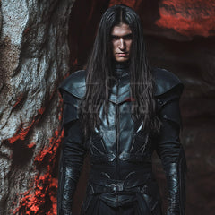 Handmade Black Leather Warrior Armour - Leather Medieval Chest Armor for Cosplay - Gothic Leather Viking Armor Costume Gifts - Armor Kilt