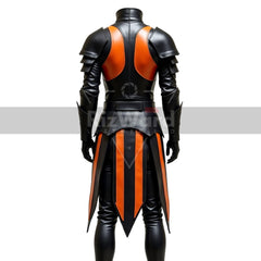 Black and Orange Armored Leather Suit - Leather Viking Armor Costume - Assassin Warrior Armor Kilt - Leather Medieval Cosplay Chest Armor