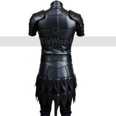 Handcrafted Black Leather Warrior Armor - Leather Medieval Knight Armor - Leather Viking LARP Armor Cosplay Costume - Chest Armor Kilt