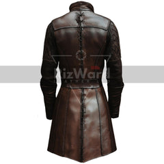 Long Sleeves Viking Leather Jerkin - Ren Faire Leather Jacket with Belt - Renaissance Vest for Fantasy Cosplay Costume - Medieval Jerkin