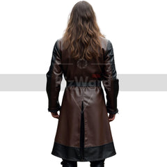 Handmade Brown Leather Medieval Tunic - Ren Fair Full Sleeve Leather Tunic - Renaissance Dress for Cosplay Costume - Medieval Viking Shirt