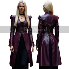 Handmade Leather Trench Coat - Steampunk Leather Long Coat - Winter Slim Fit OverCoat - Stylish Winter Wear - Classic Long Coat