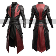 Black & Red Leather Battle Armor Coat - Unisex Leather Viking Armor Costume Gifts - Full Body Armor Long Coat - Leather Medieval Cosplay