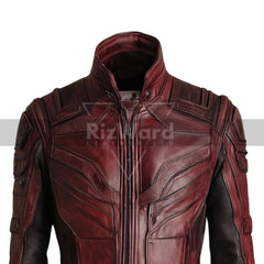 Star Lord Inspired Leather Jacket - Custom Cosplay Costume Jacket - Leather Biker Jacket for Outerwear - Comic Superhero Jacket
