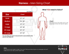 picture showing size chart for men chest harness