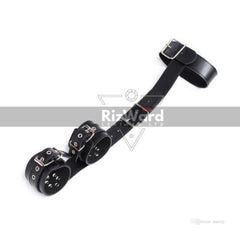 2 piece handcuff with neck restraints made with leather