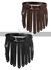 Leather Black/Brown Handmade Armour Skirt in Kilt Shaped Design