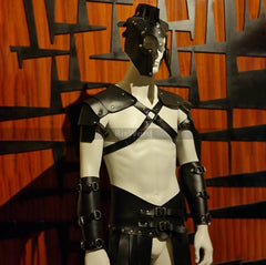 Mens Leather Ancient Gladiator War Armor With Kilt & Head Mask